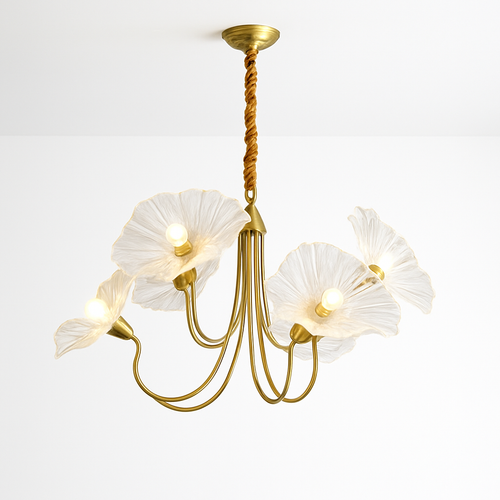 Lustre avec fleurs en verre déco nordique moderne - vue 3 sur 14