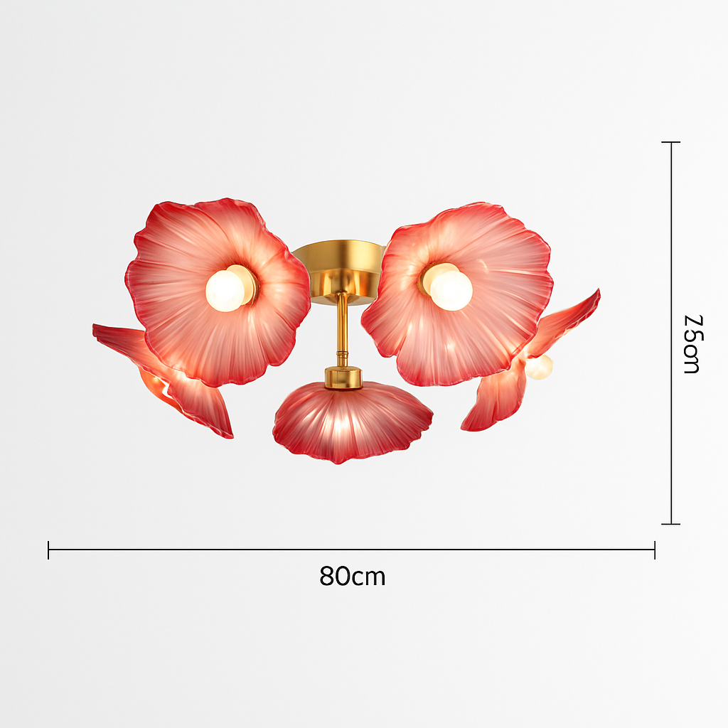Lustre avec fleurs en verre déco nordique moderne - vue 12 sur 14