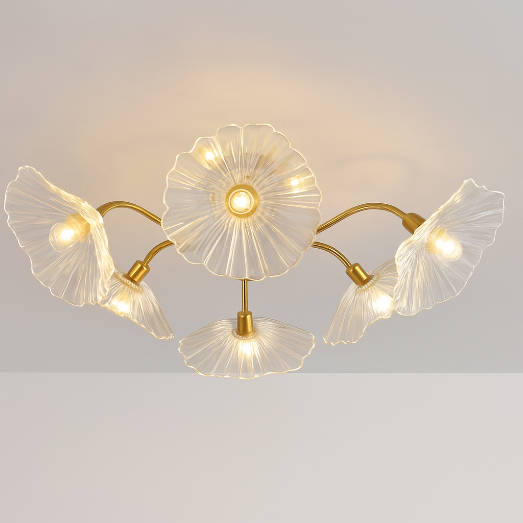 Lustre avec fleurs en verre déco nordique moderne - vue 13 sur 14