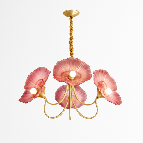 Lustre avec fleurs en verre déco nordique moderne - vue 7 sur 14