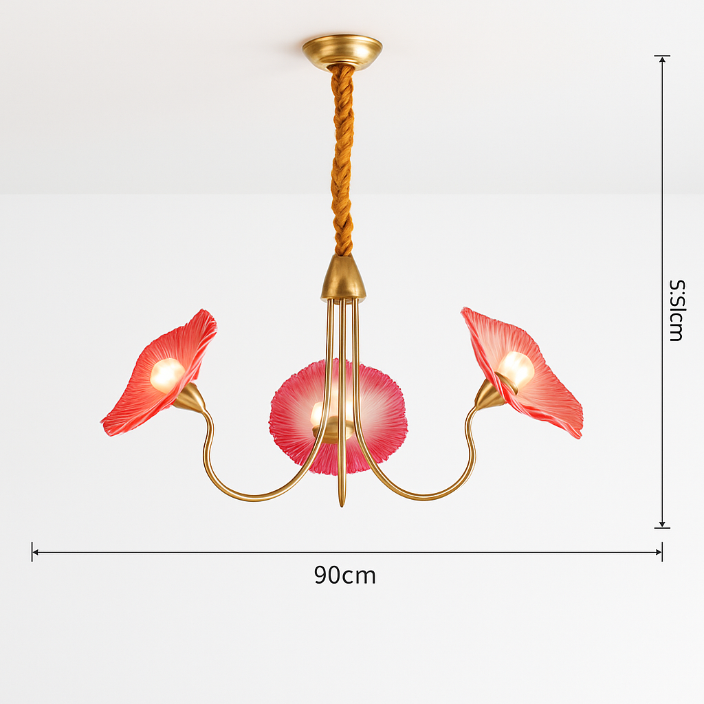 Lustre avec fleurs en verre déco nordique moderne - vue 8 sur 14