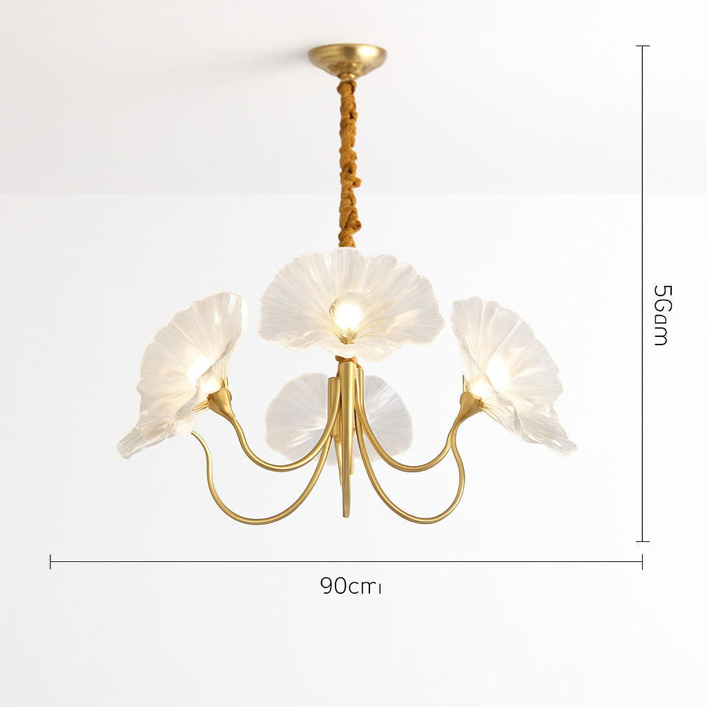 Lustre avec fleurs en verre déco nordique moderne - vue 9 sur 14