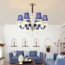 Lustre baroque à LED avec abat-jour en verre cristal et tissu Royal