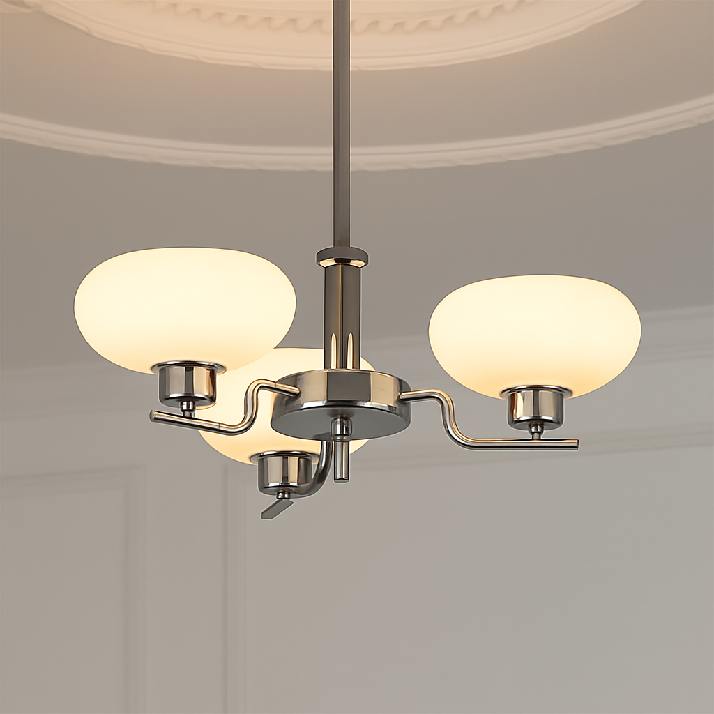 lustre bauhaus abat-jour en verre design art déco moderne - vue 4 sur 13