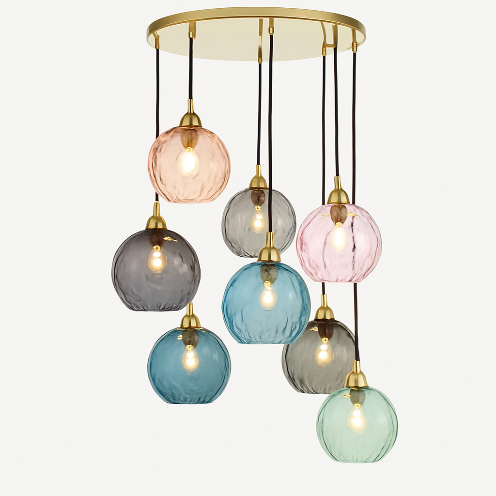 lustre boule de verre moderne grain d'eau luminaire suspendu nordique - vue 4 sur 30