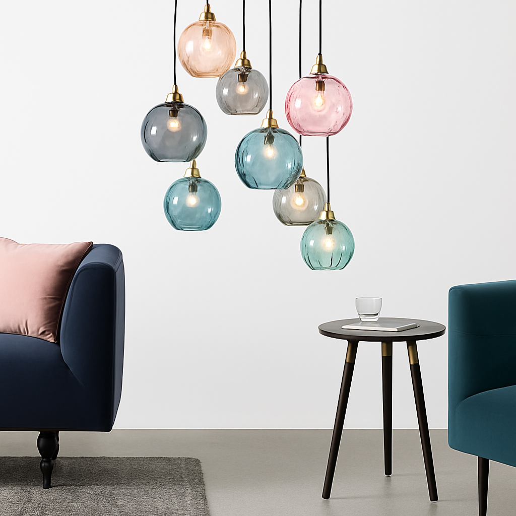 lustre boule de verre moderne grain d'eau luminaire suspendu nordique - vue 6 sur 30