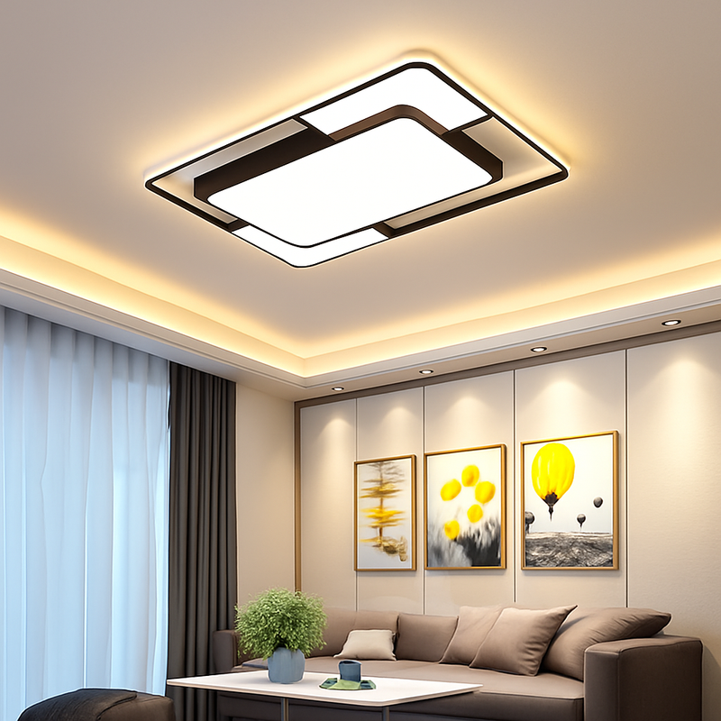 lustre carré moderne en fer avec leds pour éclairage intérieur