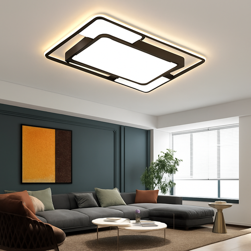 lustre carré moderne en fer avec leds pour éclairage intérieur