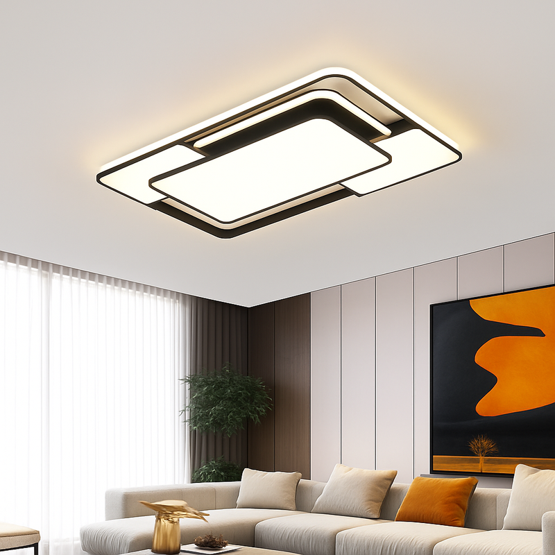 lustre carré moderne en fer avec leds pour éclairage intérieur