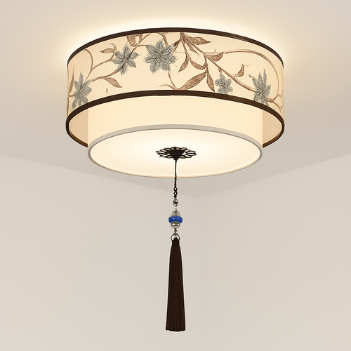 lustre chinois plafonnier chambre ronde Chinoiserie Luminaire Suspendu rétro maison salon étude Luminaire éclairage - vue 11 sur 17