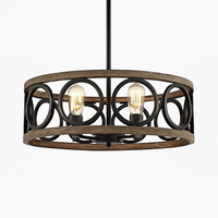 Lustre circulaire industriel américain ferme rétro fer Art Grain de bois pour Restaurant maison chambre plafonnier décor à la maison