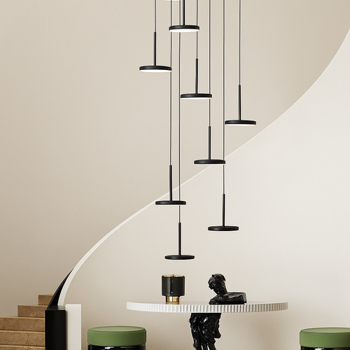 lustre circulaire led moderne nordique design suspendu - vue 2 sur 12