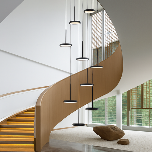 lustre circulaire led moderne nordique design suspendu - vue 3 sur 12