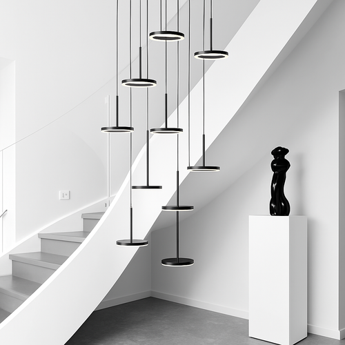 lustre circulaire led moderne nordique design suspendu - vue 4 sur 12