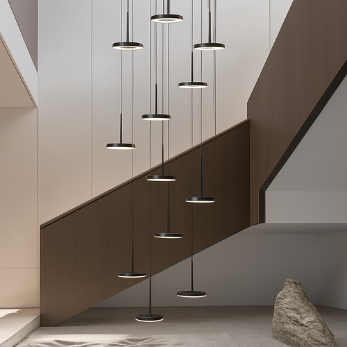 lustre circulaire led moderne nordique design suspendu - vue 5 sur 12
