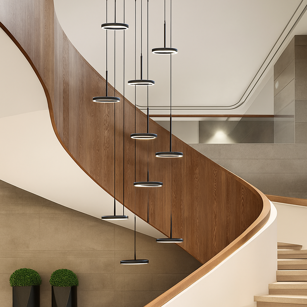 lustre circulaire led moderne nordique design suspendu - vue 6 sur 12