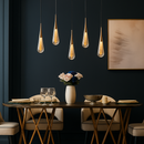 lustre créatif en cristal en forme de goutte d'eau dorée rotatif