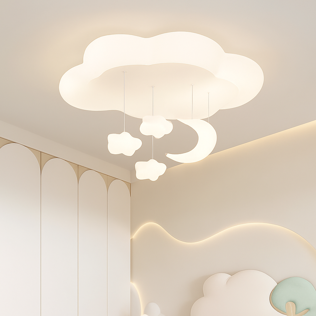 lustre créatif nuage blanc lune étoile pour enfants - vue 3 sur 10