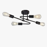 Black ceiling light with 4 rounded arms