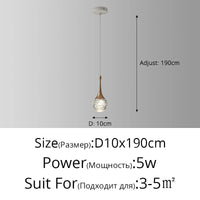 lustre de chevet de luxe en cristal suspendu à tête unique