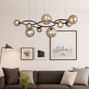 lustre de luxe artistique en verre fumé suspension lampe