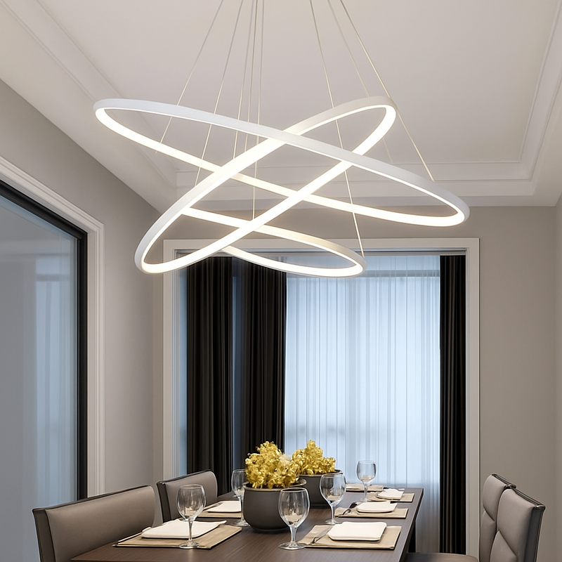 Lustre design anneaux suspendus à LED Deco