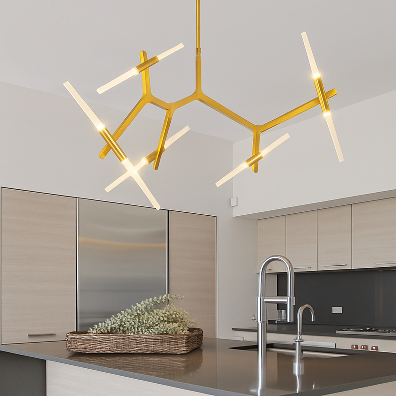 Lustre design avec branches en tube Arts