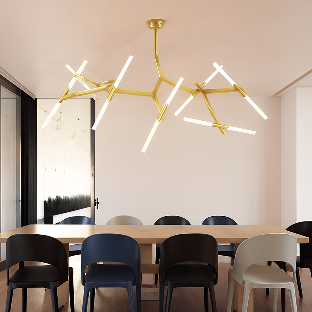 Lustre design avec branches en tube Arts - vue 4 sur 11