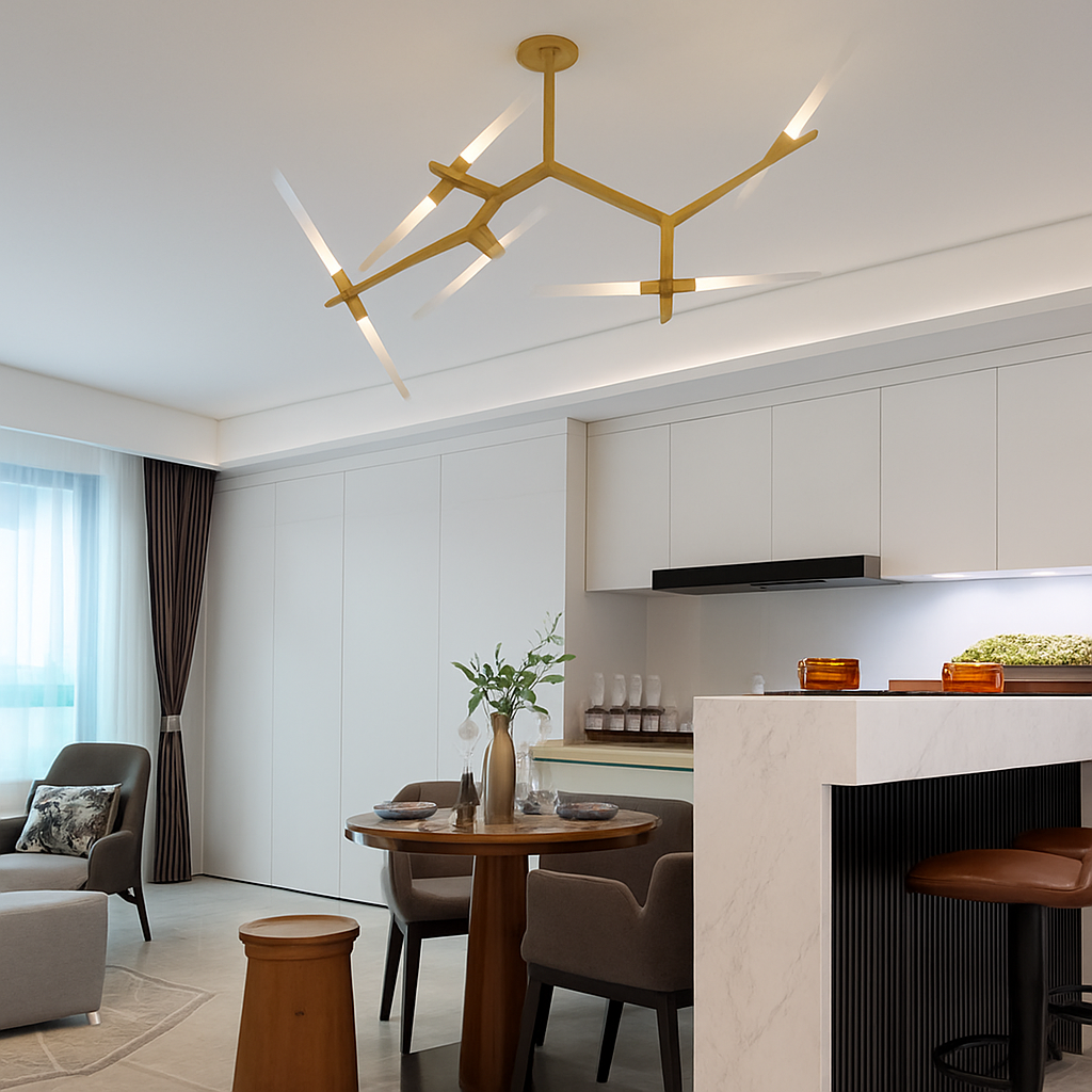 Lustre design avec branches en tube Arts - vue 5 sur 11