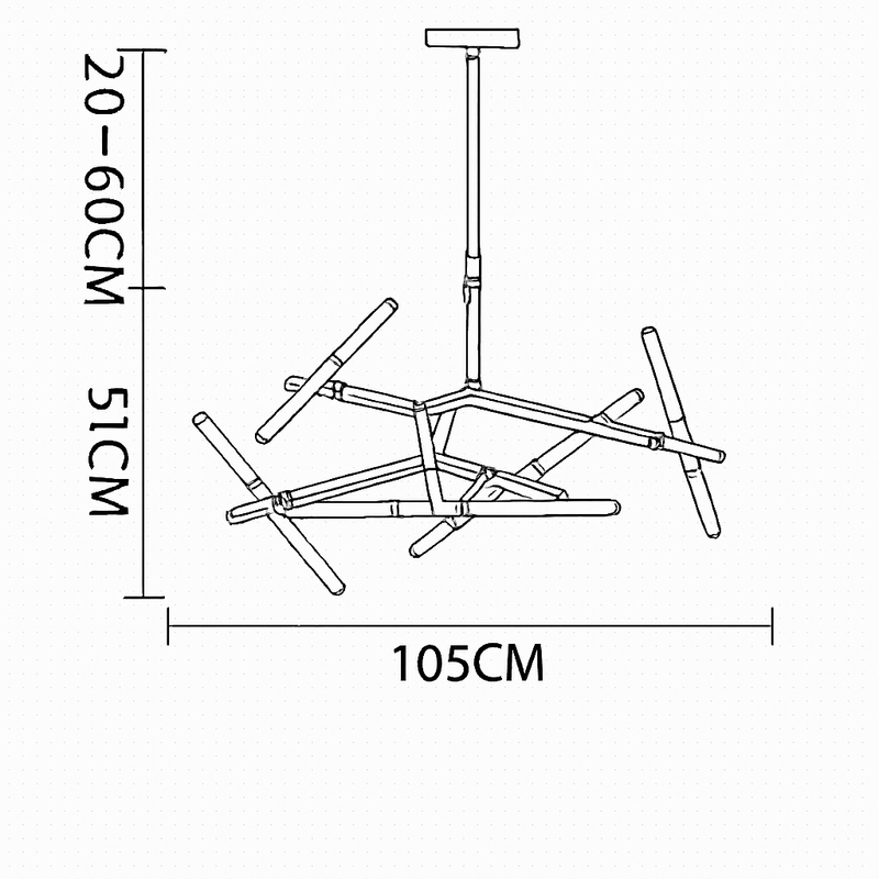 Lustre design avec branches en tube Arts