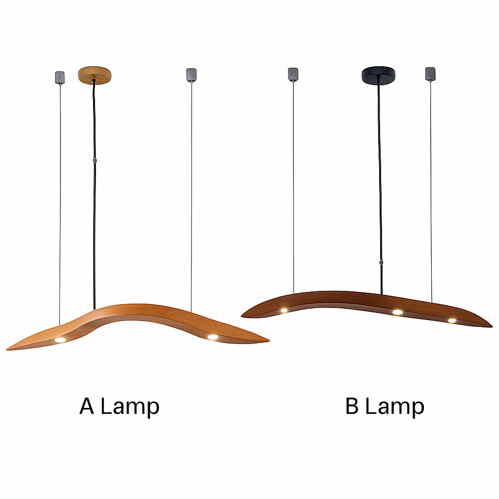 Lustre design branches arrondies en bois et LED Villa - vue 6 sur 5