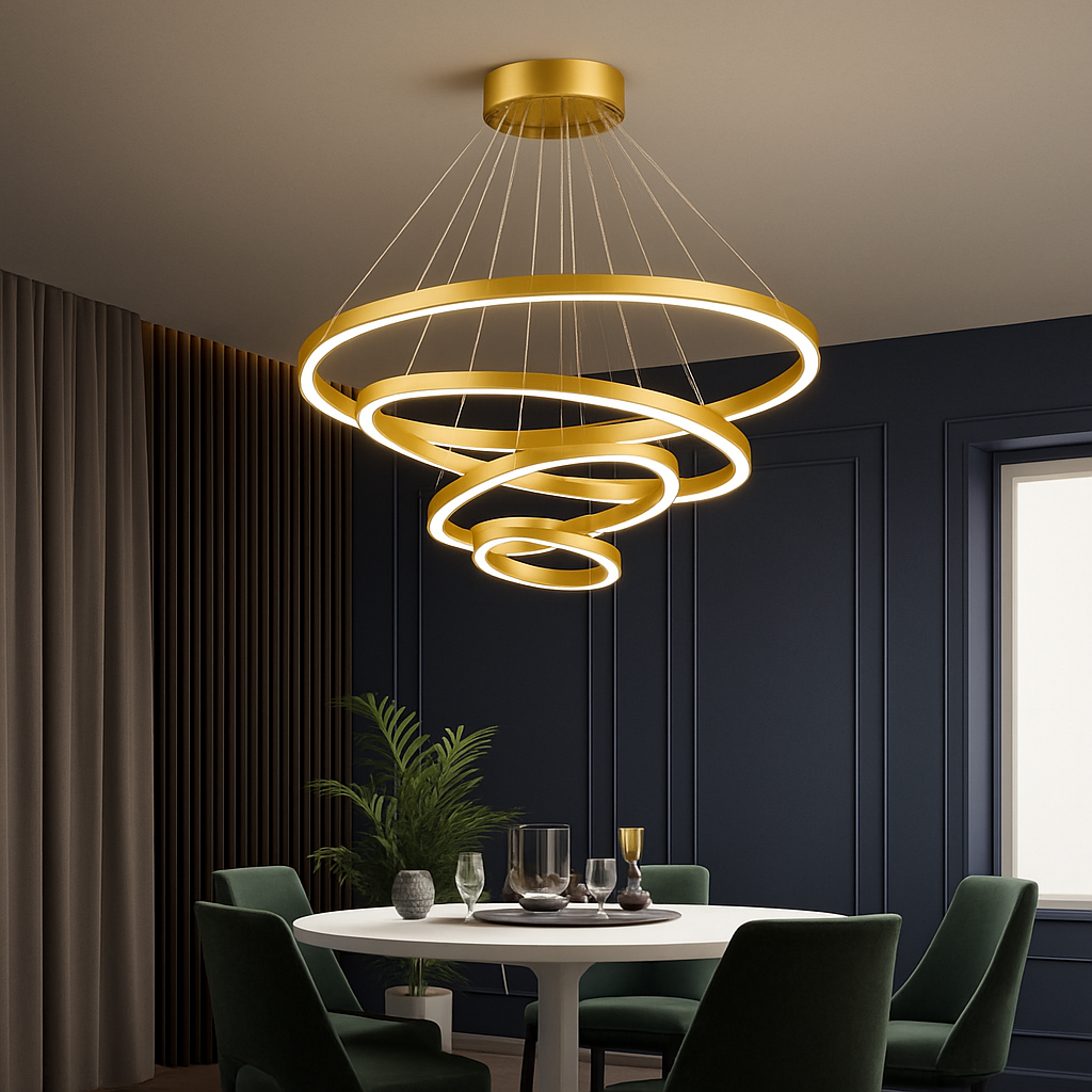 Lustre design cercles entrelacés (noir ou blanc) - vue 8 sur 9