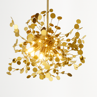 Lustre design chromé arbre à feuilles rondes