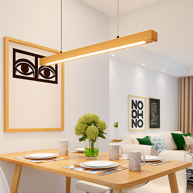 Lustre design en bois long à LED Bar