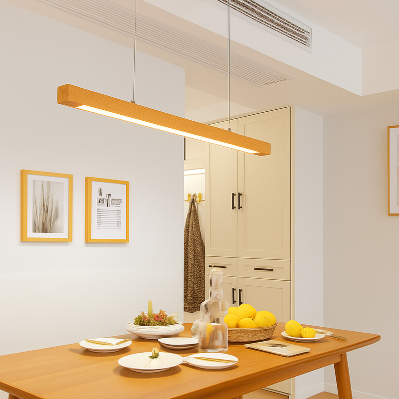 Lustre design en bois long à LED Bar