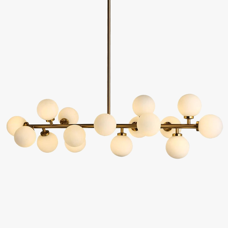 lustre design en métal doré et lampes en boules