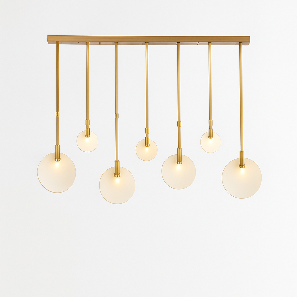 lustre design en marbre doré avec éclairage led tendance 2024 - vue 13 sur 25