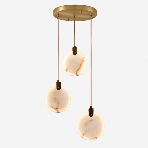 lustre design en marbre doré avec éclairage led tendance 2024