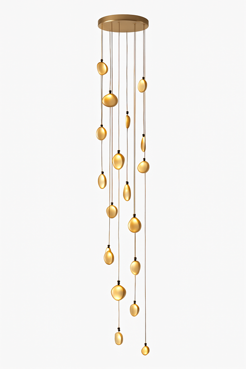 lustre design en marbre doré avec éclairage led tendance 2024