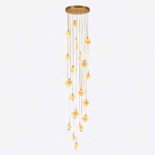 lustre design en marbre doré avec éclairage led tendance 2024