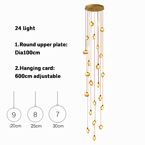 lustre design en marbre doré avec éclairage led tendance 2024
