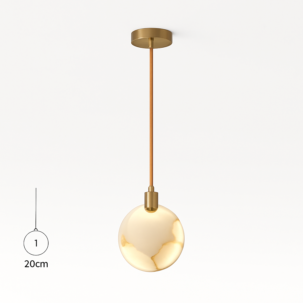 lustre design en marbre doré avec éclairage led tendance 2024 - vue 23 sur 25