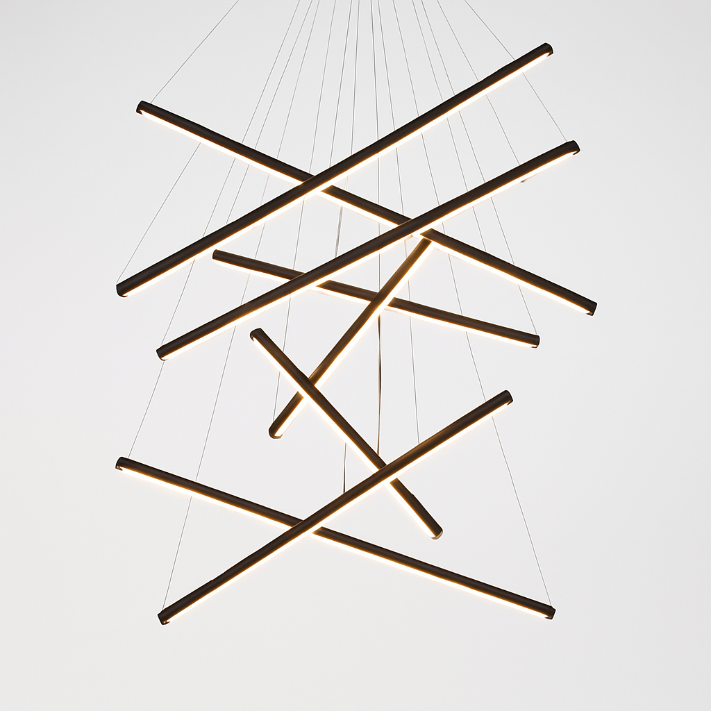 Lustre design LED avec baguettes métalliques lumineuses Solana - vue 12 sur 17