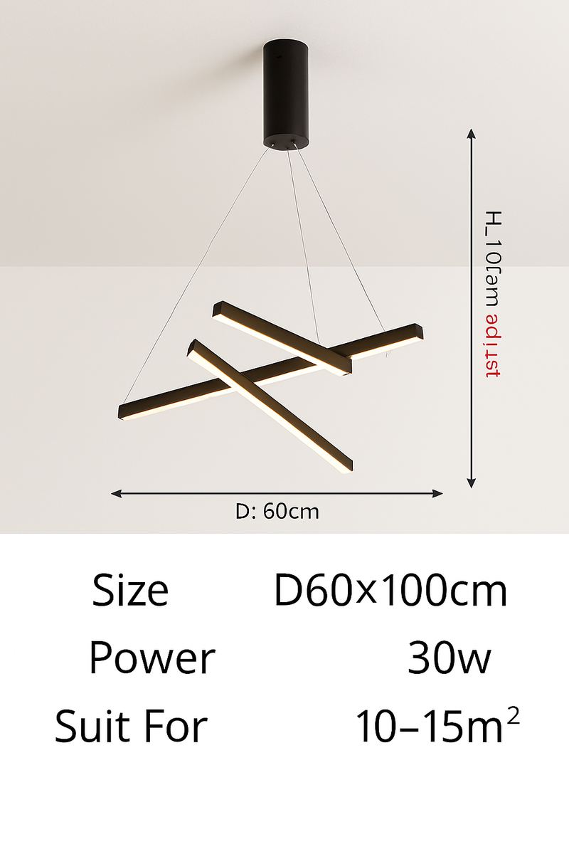 Lustre design LED avec baguettes métalliques lumineuses Solana