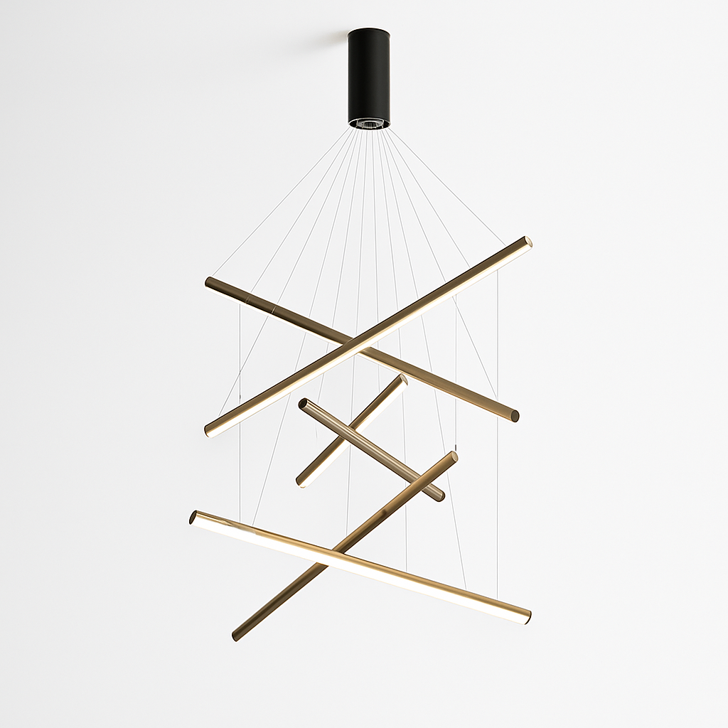 Lustre design LED avec baguettes métalliques lumineuses Solana - vue 8 sur 17