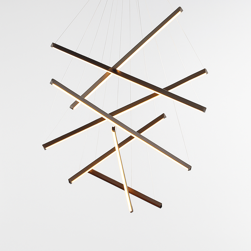 Lustre design LED avec baguettes métalliques lumineuses Solana