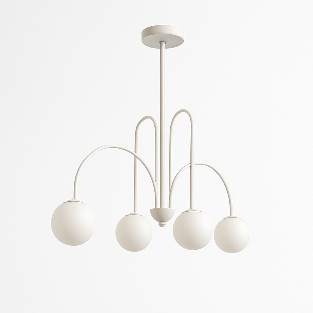 Lustre design LED à branches dorées avec boules en verre Light