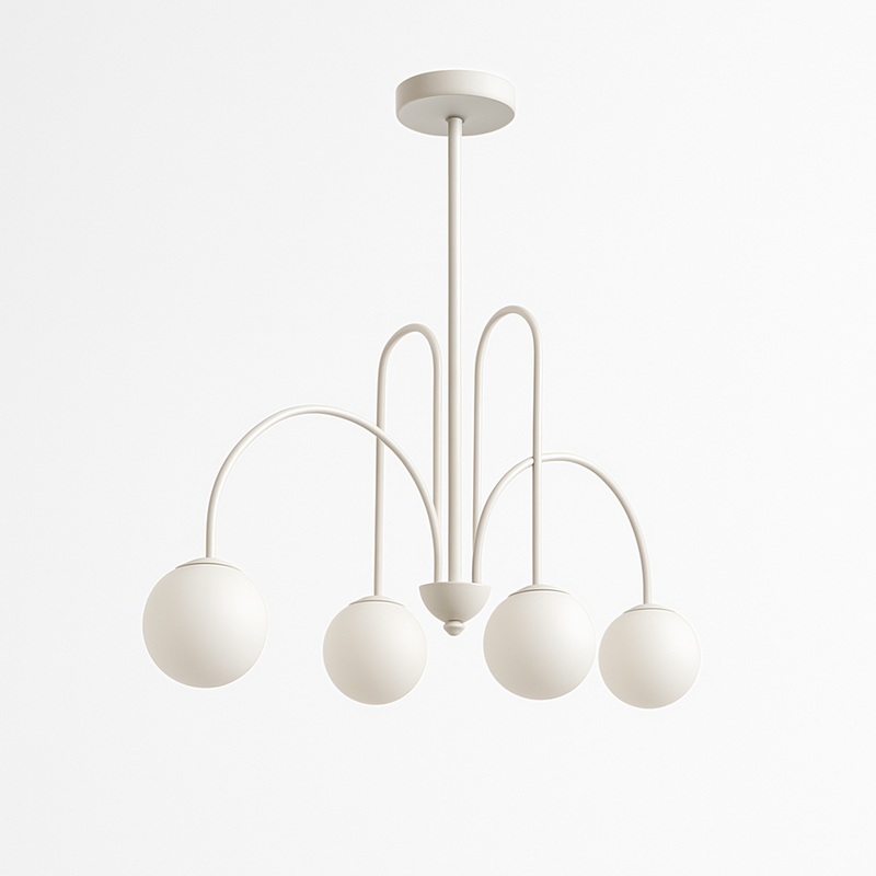 Lustre design LED à branches dorées avec boules en verre Light