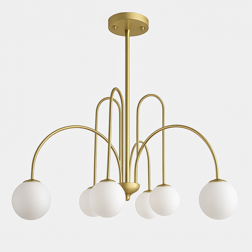 Lustre design LED à branches dorées avec boules en verre Light