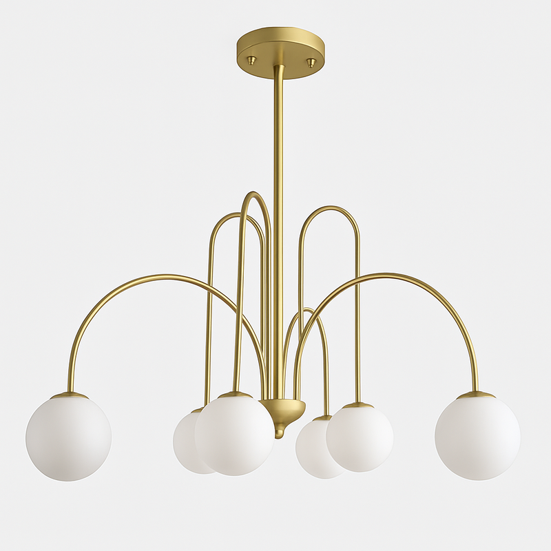 Lustre design LED à branches dorées avec boules en verre Light